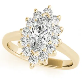 1 1/2 Ct Marquise Diamond Halo Engagement Ring 14k Yellow Gold