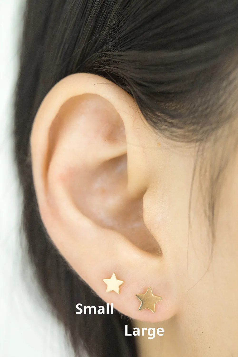 14k Gold Star Pendant Barbell Ear Stud Piercing