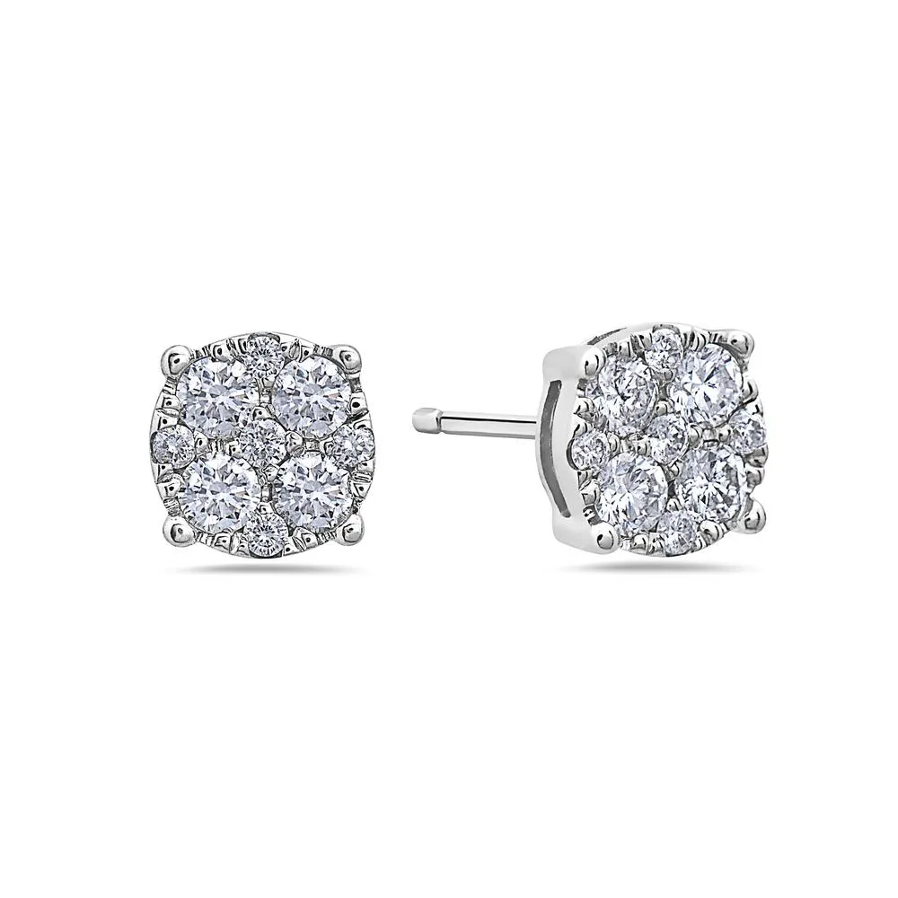 14K White Gold Ladies Earrings With 0.50 CT Diamonds