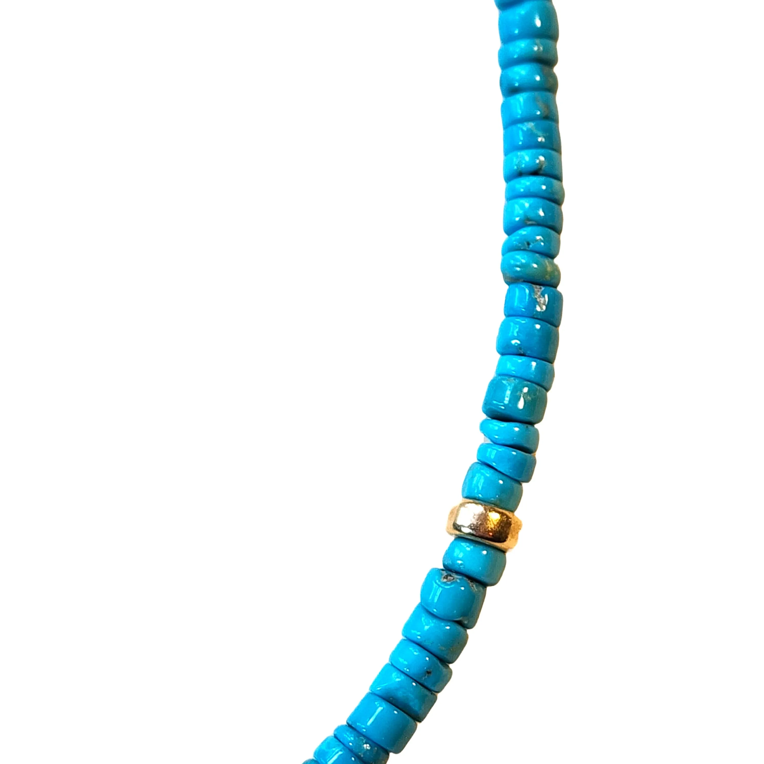 14kt Natural Turquoise Pendant & Beads - 23.25 Long