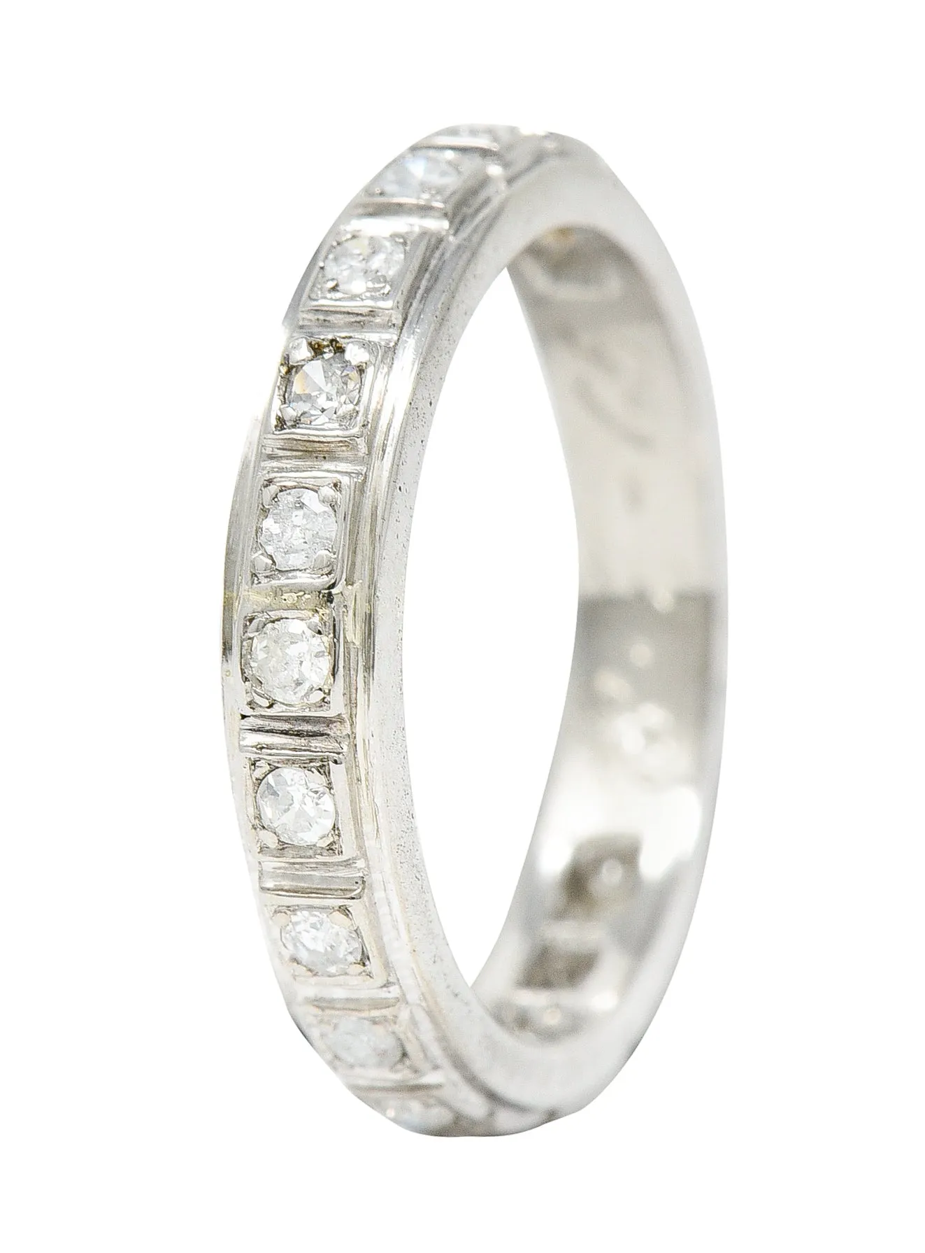 1965 Vintage 0.55 CTW Diamond 18 Karat White Gold Eternity Band Ring