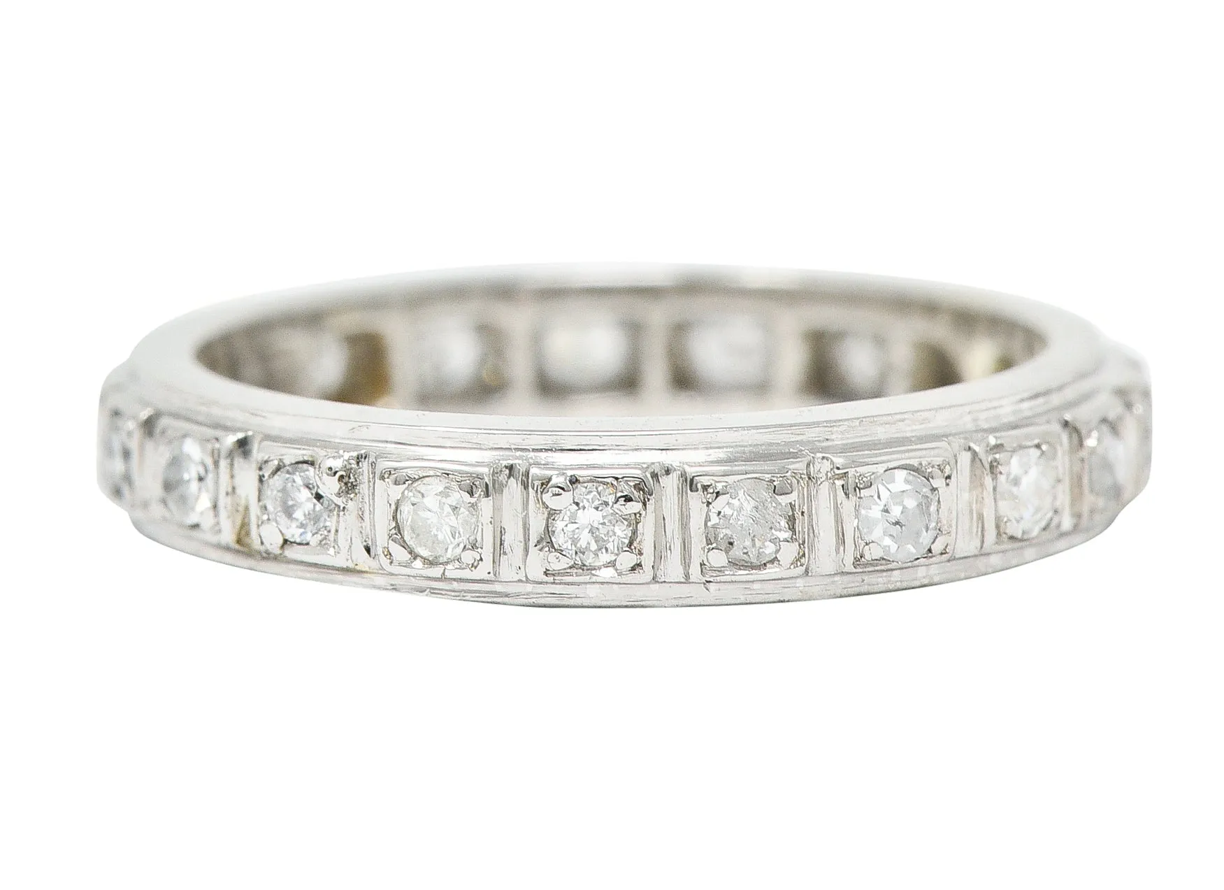 1965 Vintage 0.55 CTW Diamond 18 Karat White Gold Eternity Band Ring