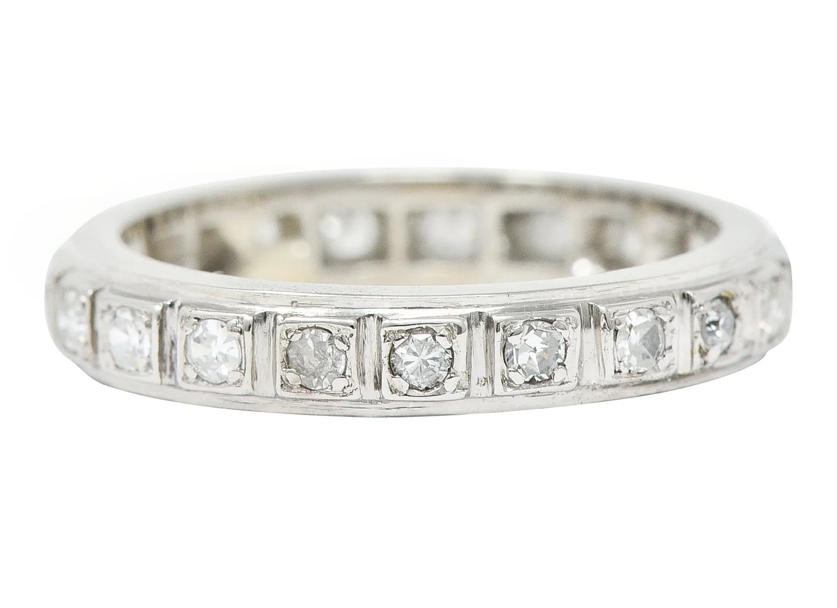 1965 Vintage 0.55 CTW Diamond 18 Karat White Gold Eternity Band Ring