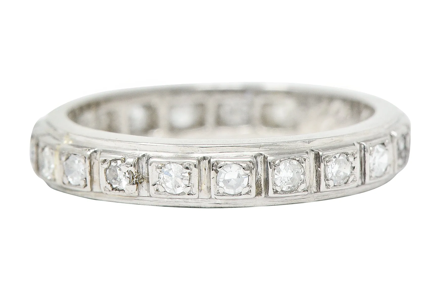 1965 Vintage 0.55 CTW Diamond 18 Karat White Gold Eternity Band Ring