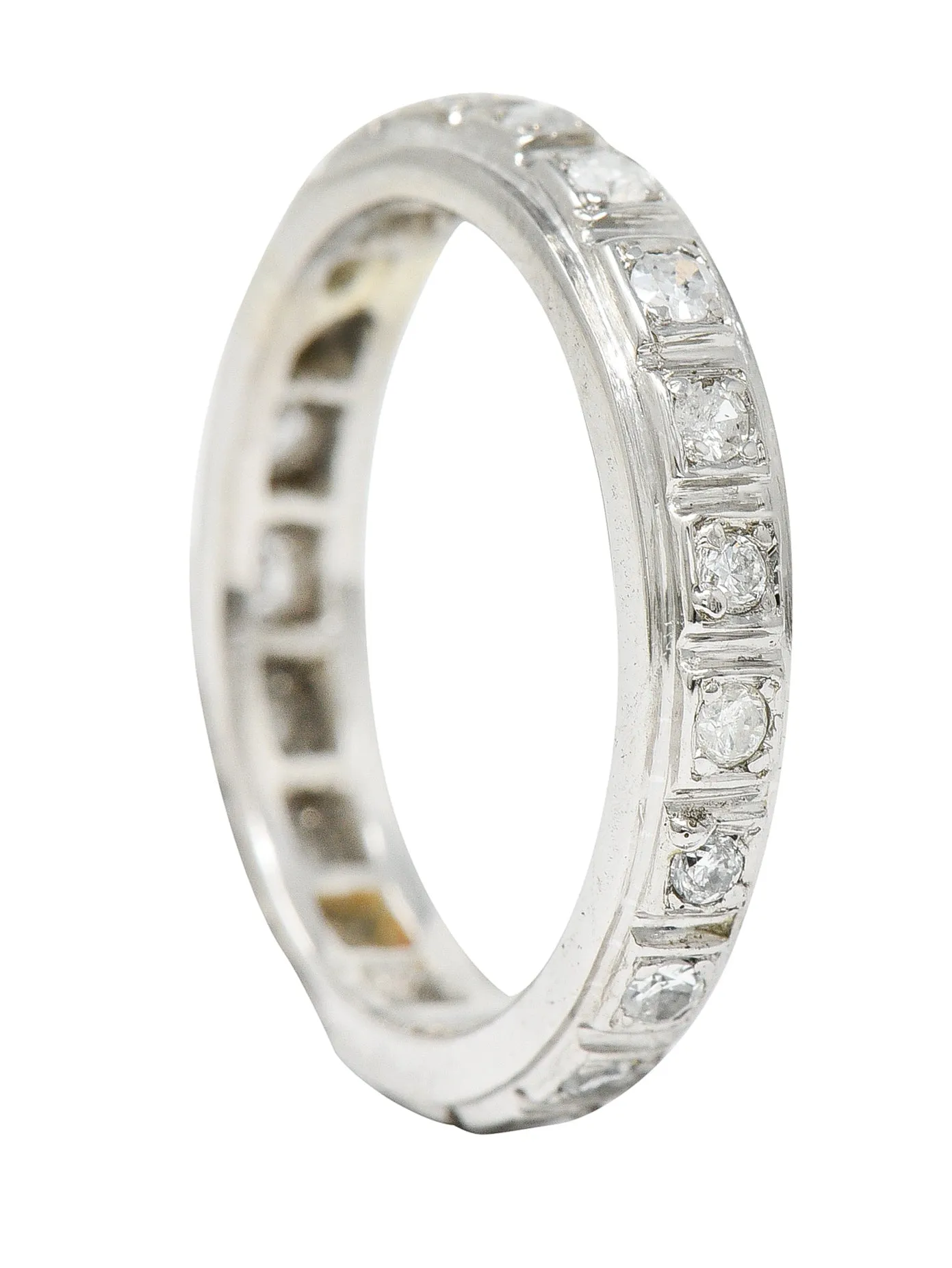 1965 Vintage 0.55 CTW Diamond 18 Karat White Gold Eternity Band Ring