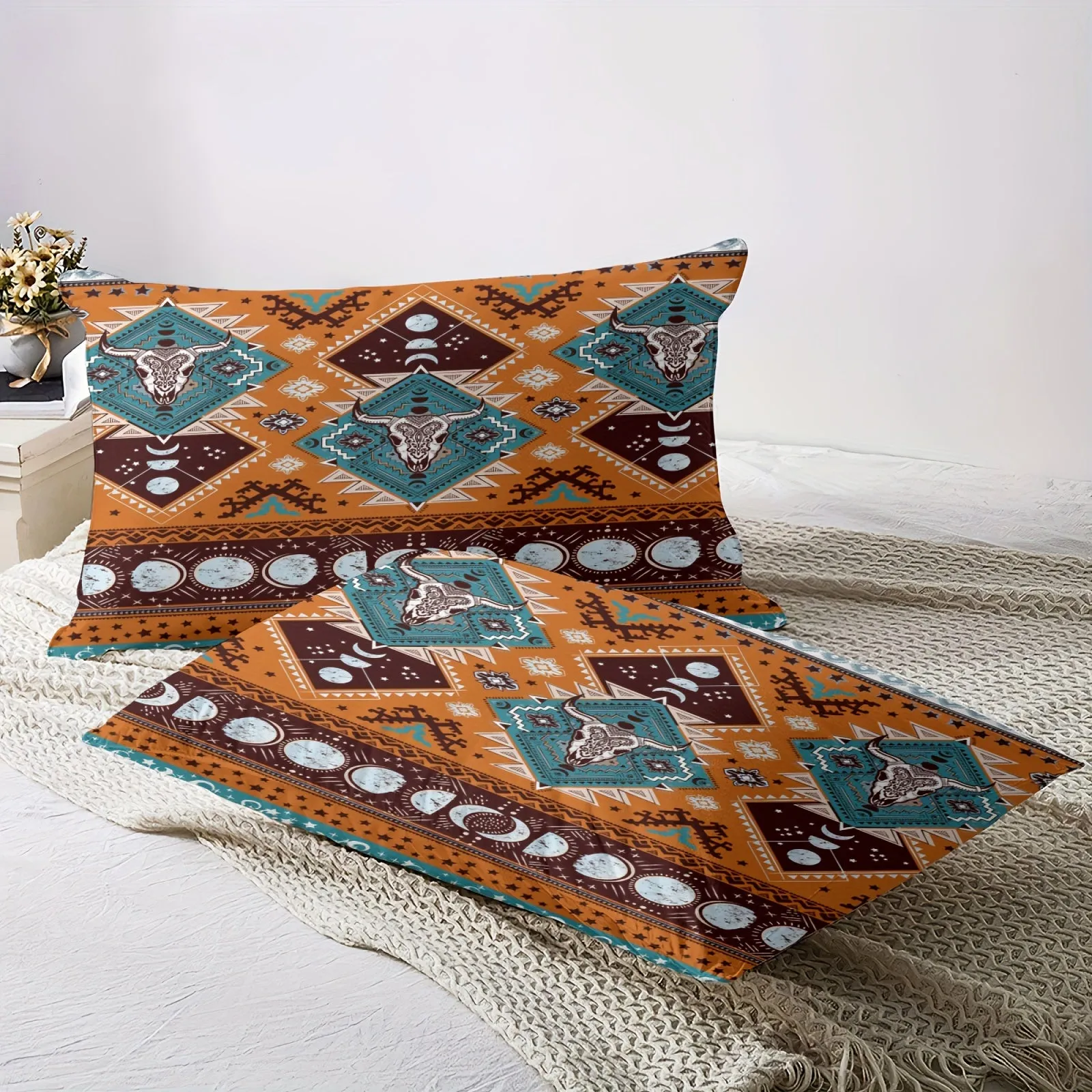 3pcs Duvet Cover Set (1*Duvet Cover + 2*Pillowcase, Without Core), Southwestern Print Bedding Set