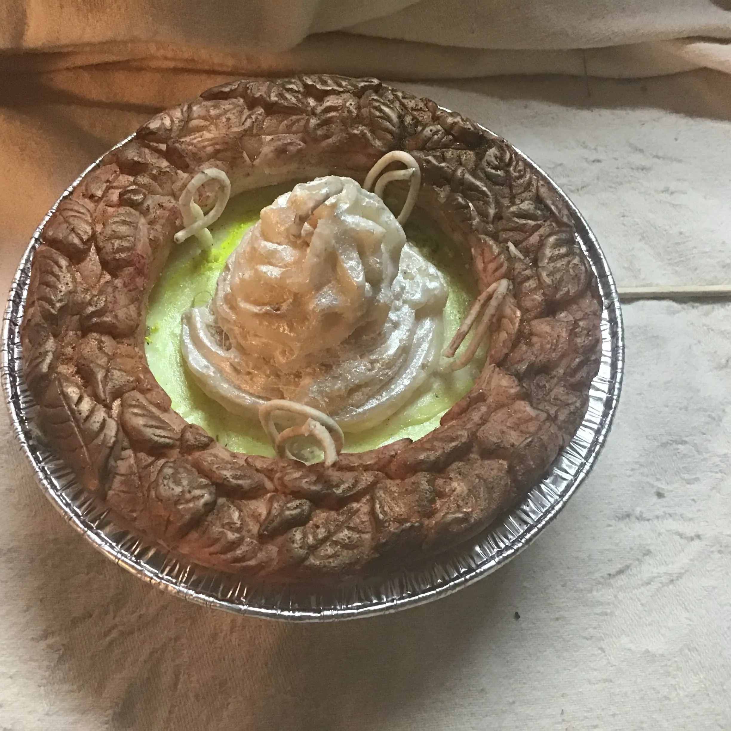 5 inch Lemon Custard Pie with Whipped.Cream Dollop, odor neutralizer