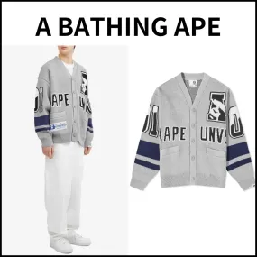 A BATHING APE  |Unisex Street Style Oversized Logo Skater Style Cardigans