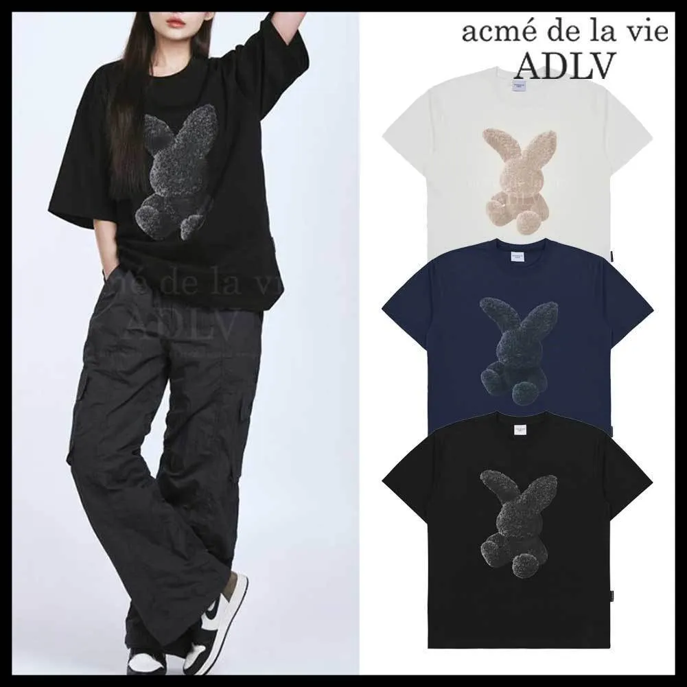 acme de la vie  |Crew Neck Unisex Street Style Plain Cotton Short Sleeves