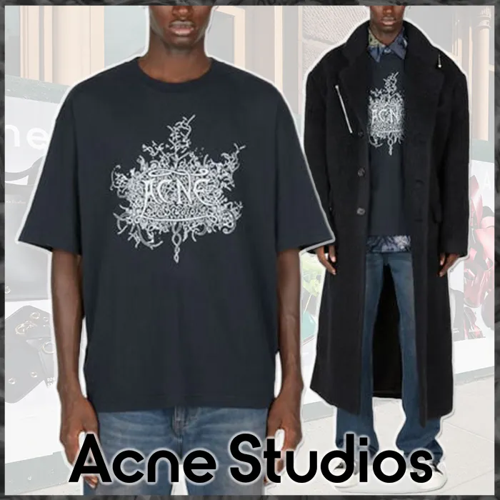 Acne Studios  |Crew Neck Street Style Cotton Short Sleeves Logo Designers