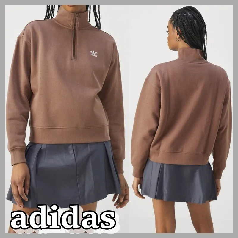 adidas  |Stripes Unisex Sweat Rib Street Style Long Sleeves Plain