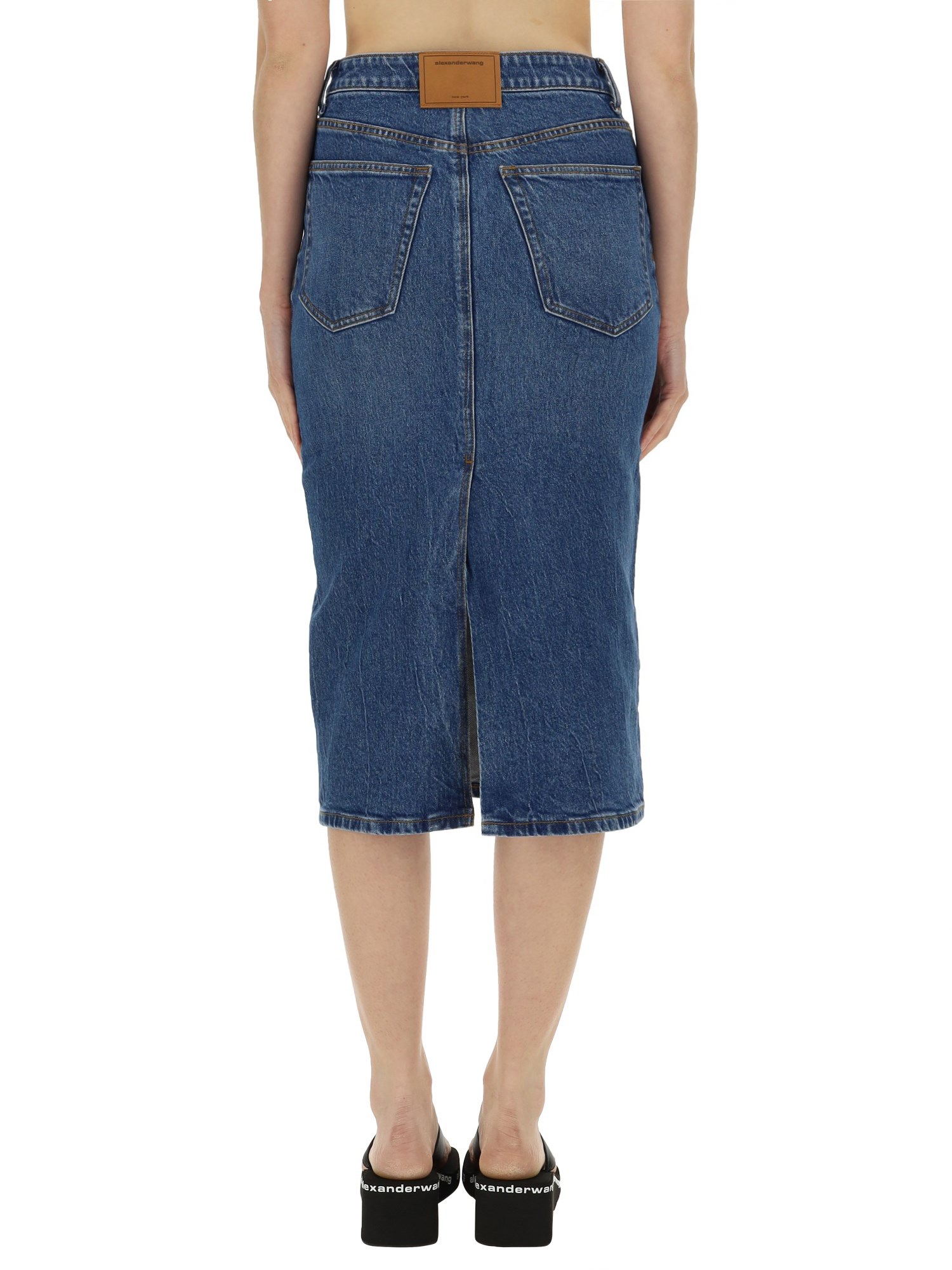 ALEXANDERWANG.T    COTTON DENIM MIDI SKIRT