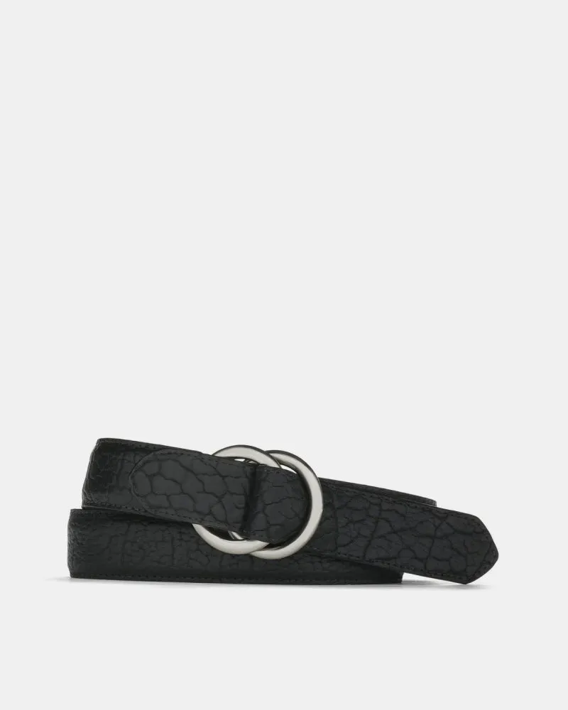 American Bison Belt in Black Leather with Oring Buckles