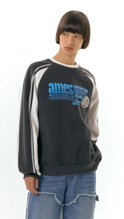 AMES-WORLDWIDE  |Unisex Studded Street Style U-Neck Long Sleeves Cotton