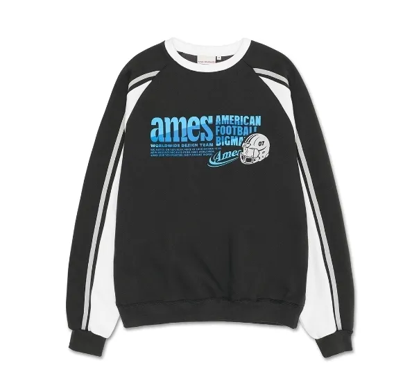 AMES-WORLDWIDE  |Unisex Studded Street Style U-Neck Long Sleeves Cotton