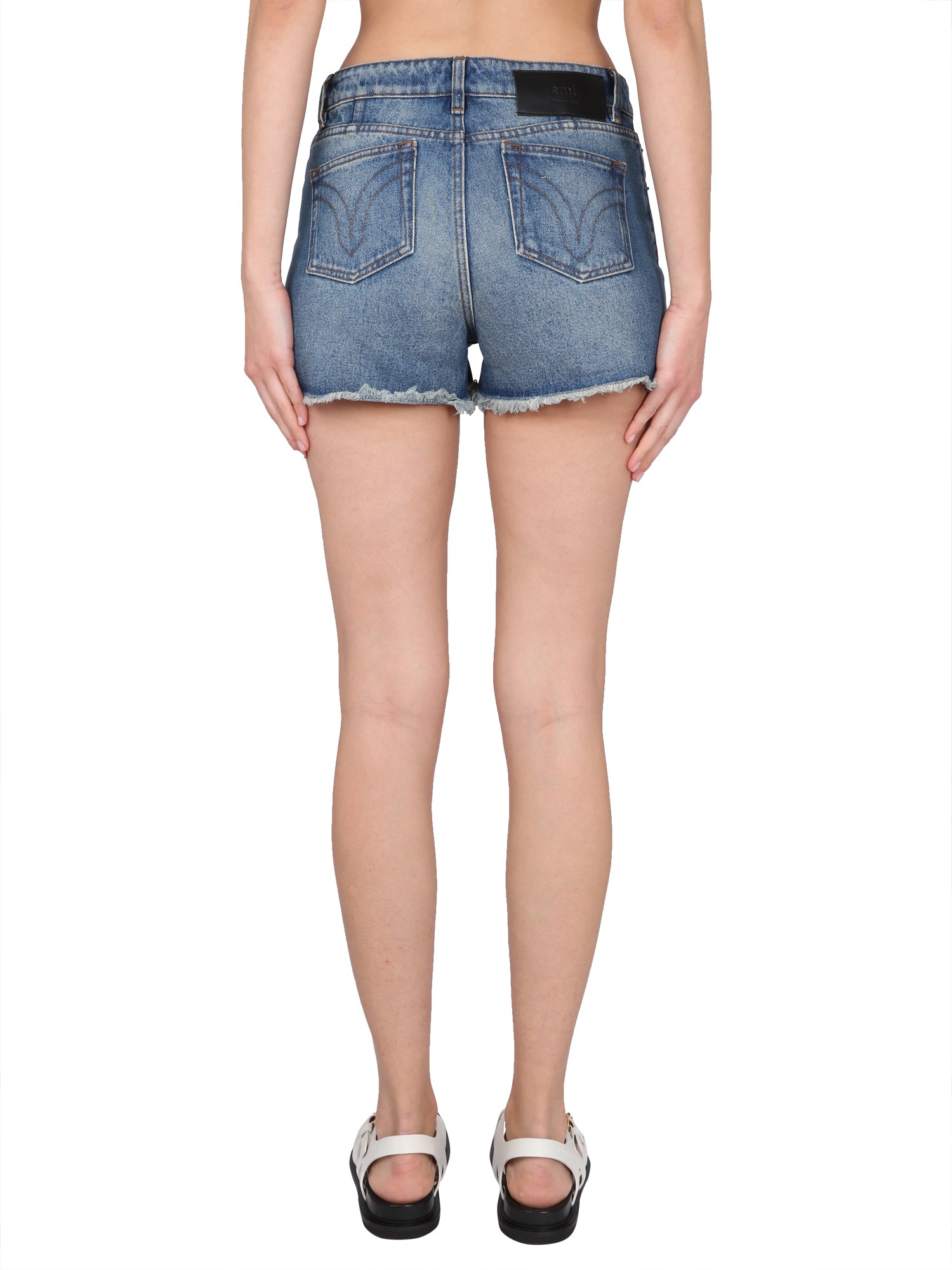 AMI PARIS    COTTON DENIM SHORTS