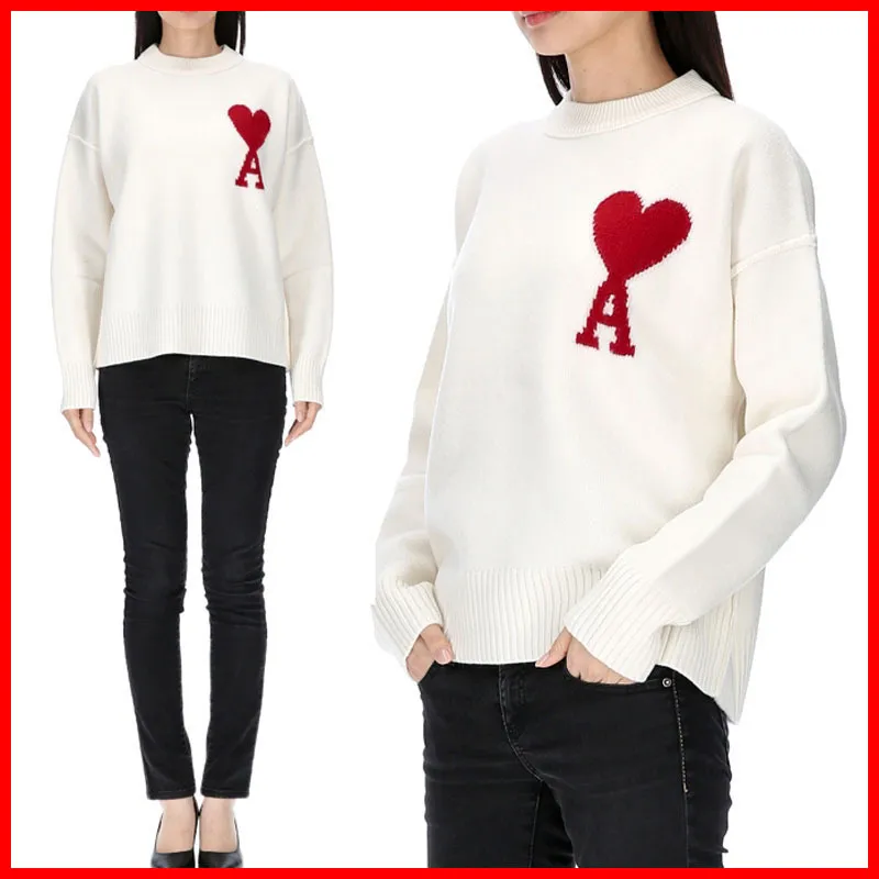 AMI PARIS  |Crew Neck Heart Casual Style Unisex Wool Long Sleeves Plain