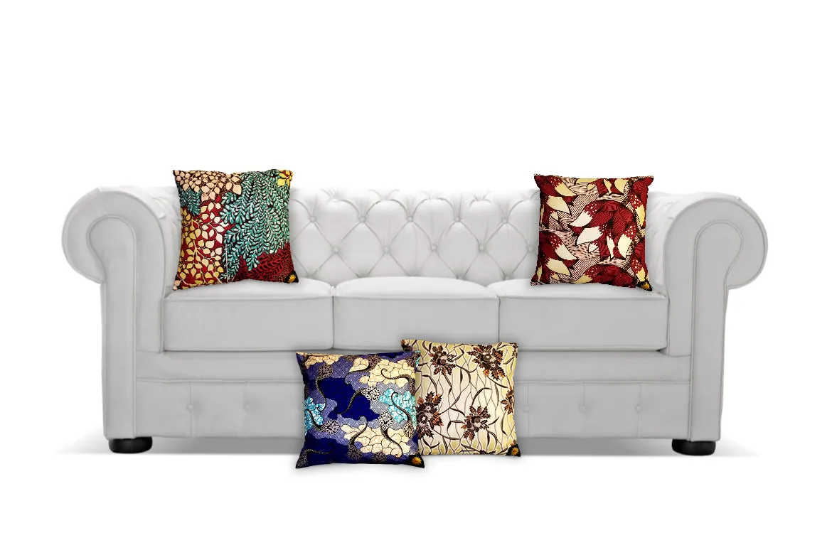 Ankara Square Cotton Pillow Cover & Insert Gold