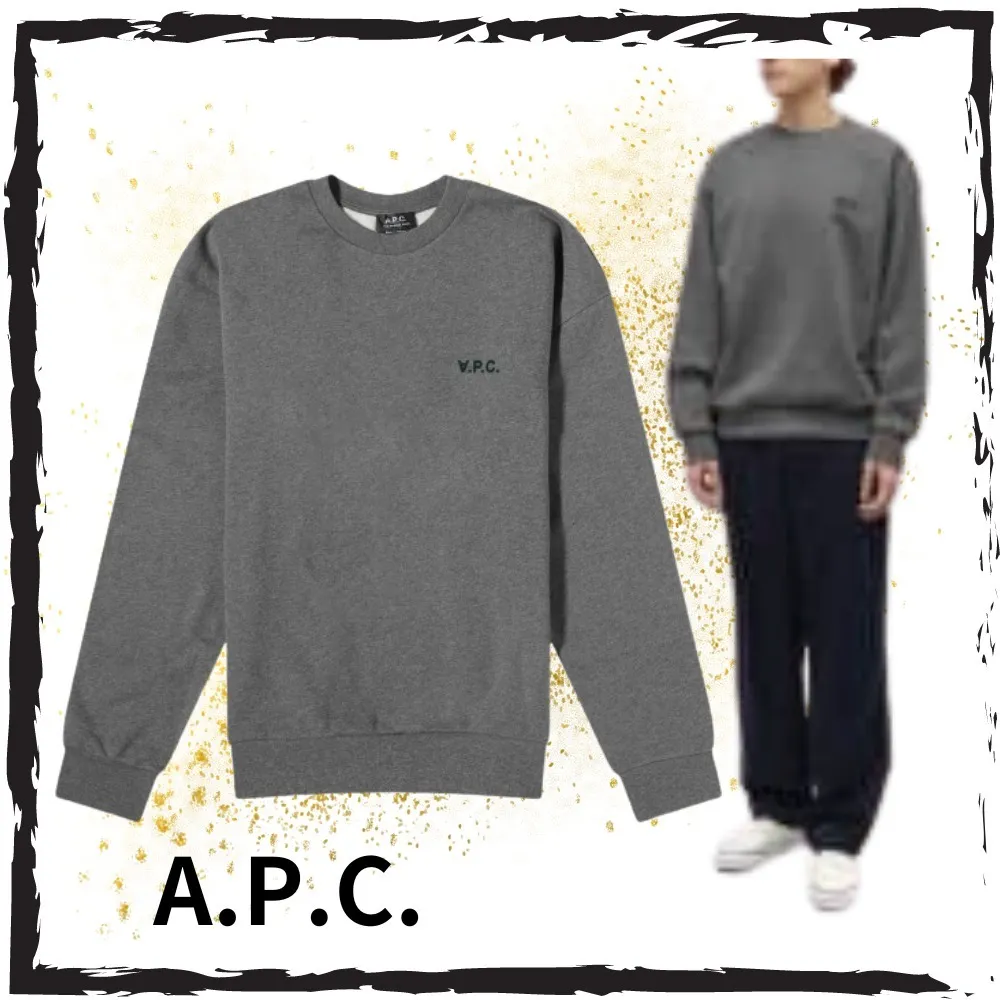 A.P.C.  |Crew Neck Unisex Street Style Long Sleeves Cotton Oversized