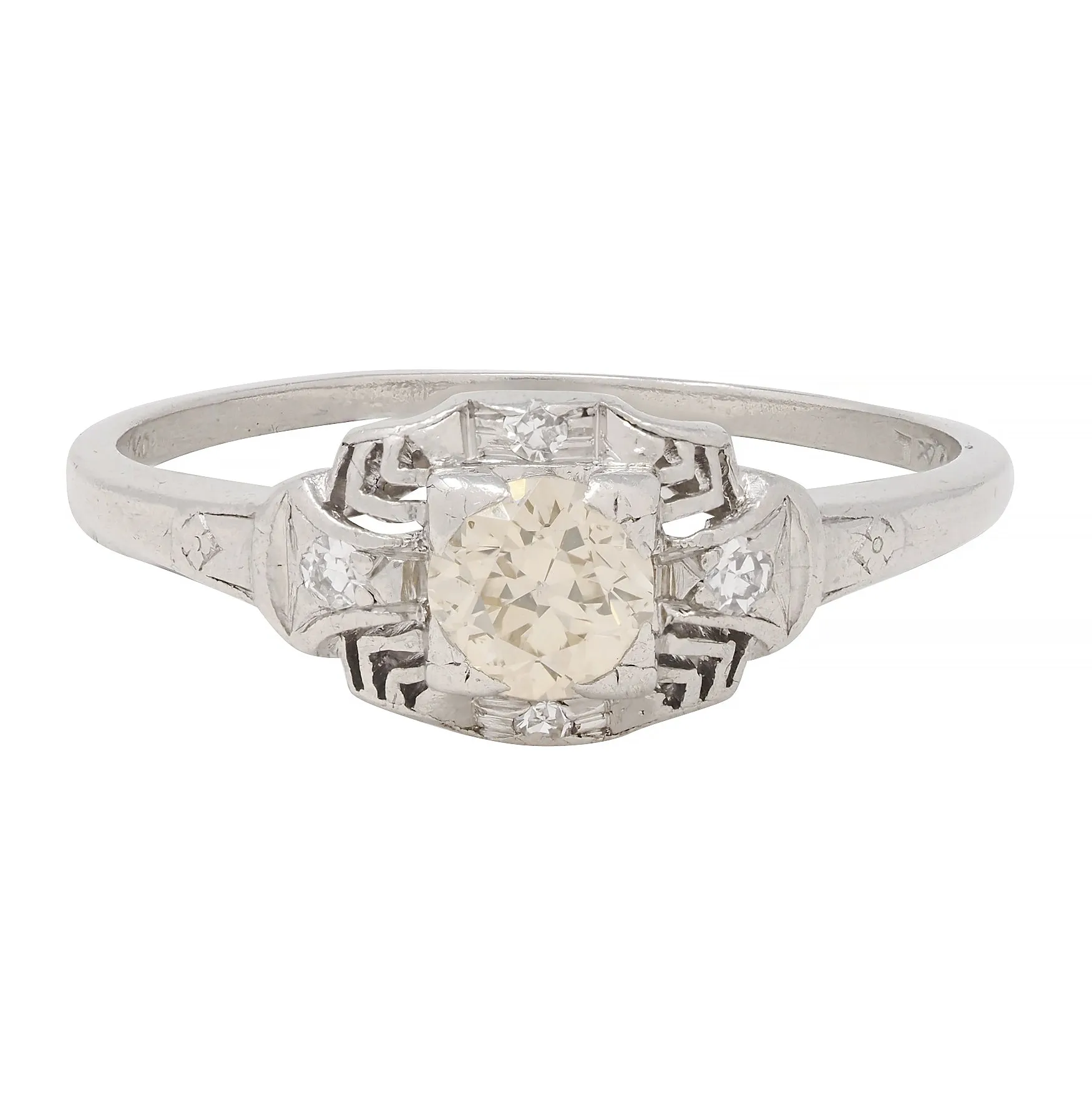 Art Deco 0.45 CTW Fancy Diamond Platinum Vintage Engagement Ring