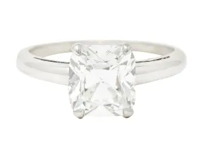 Art Deco 2.33 Carat Old Mine Cut Diamond Platinum Solitaire Vintage Engagement Ring GIA