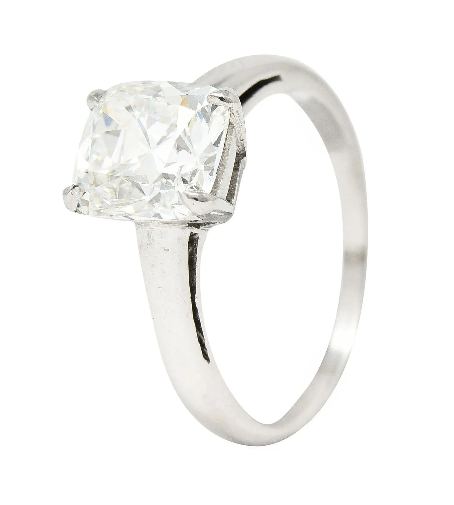 Art Deco 2.33 Carat Old Mine Cut Diamond Platinum Solitaire Vintage Engagement Ring GIA