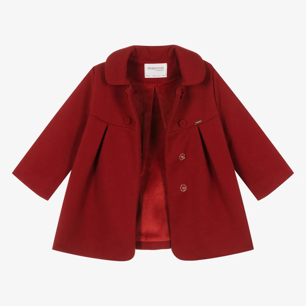 Baby Girls Red Trapeze Coat