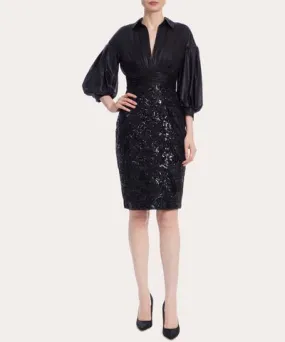 Badgley Mischka Women's Sequin-Embellished Faux-Leather Dress