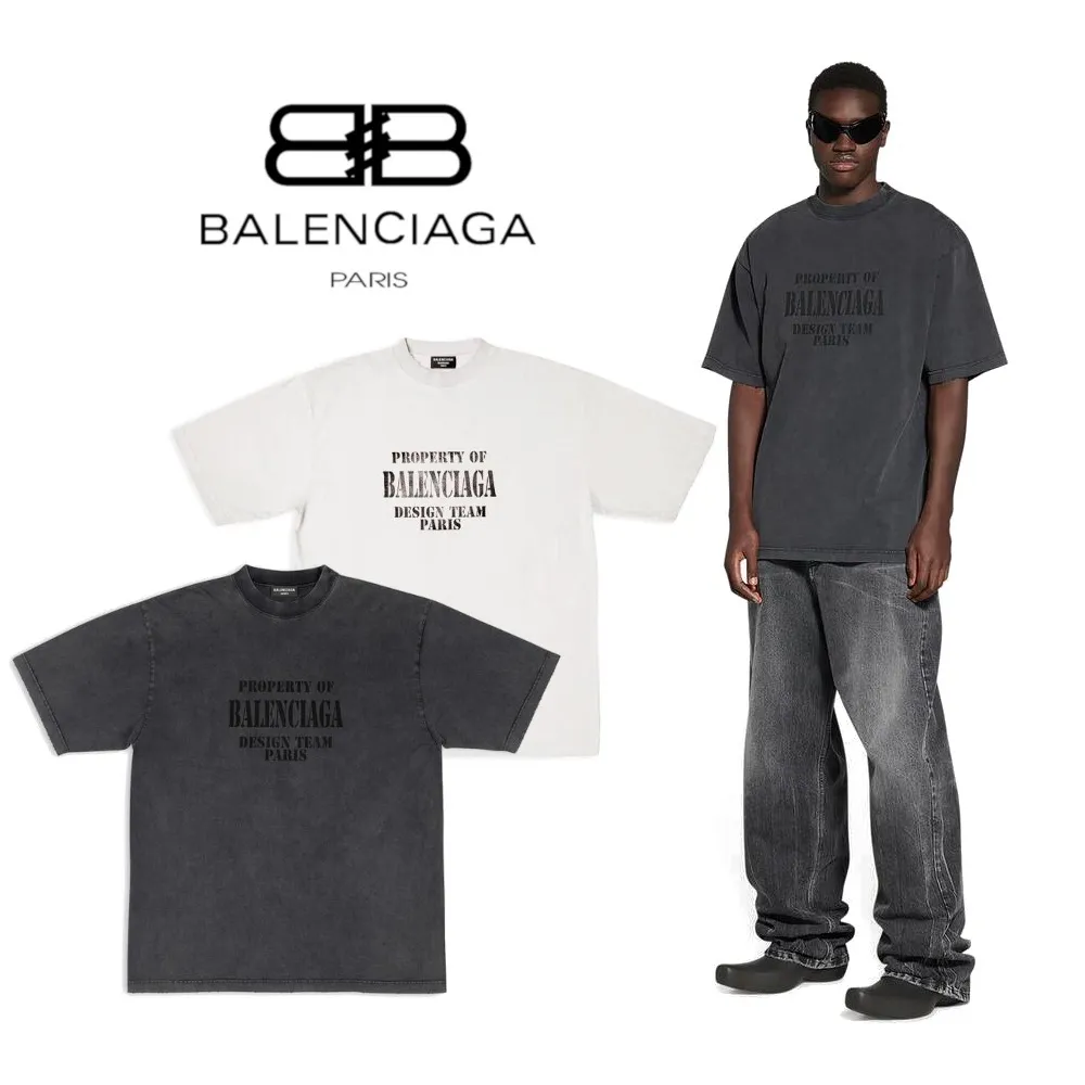 BALENCIAGA  |Crew Neck Street Style Cotton Short Sleeves Oversized Logo