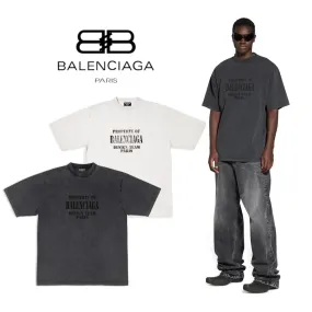 BALENCIAGA  |Crew Neck Street Style Cotton Short Sleeves Oversized Logo