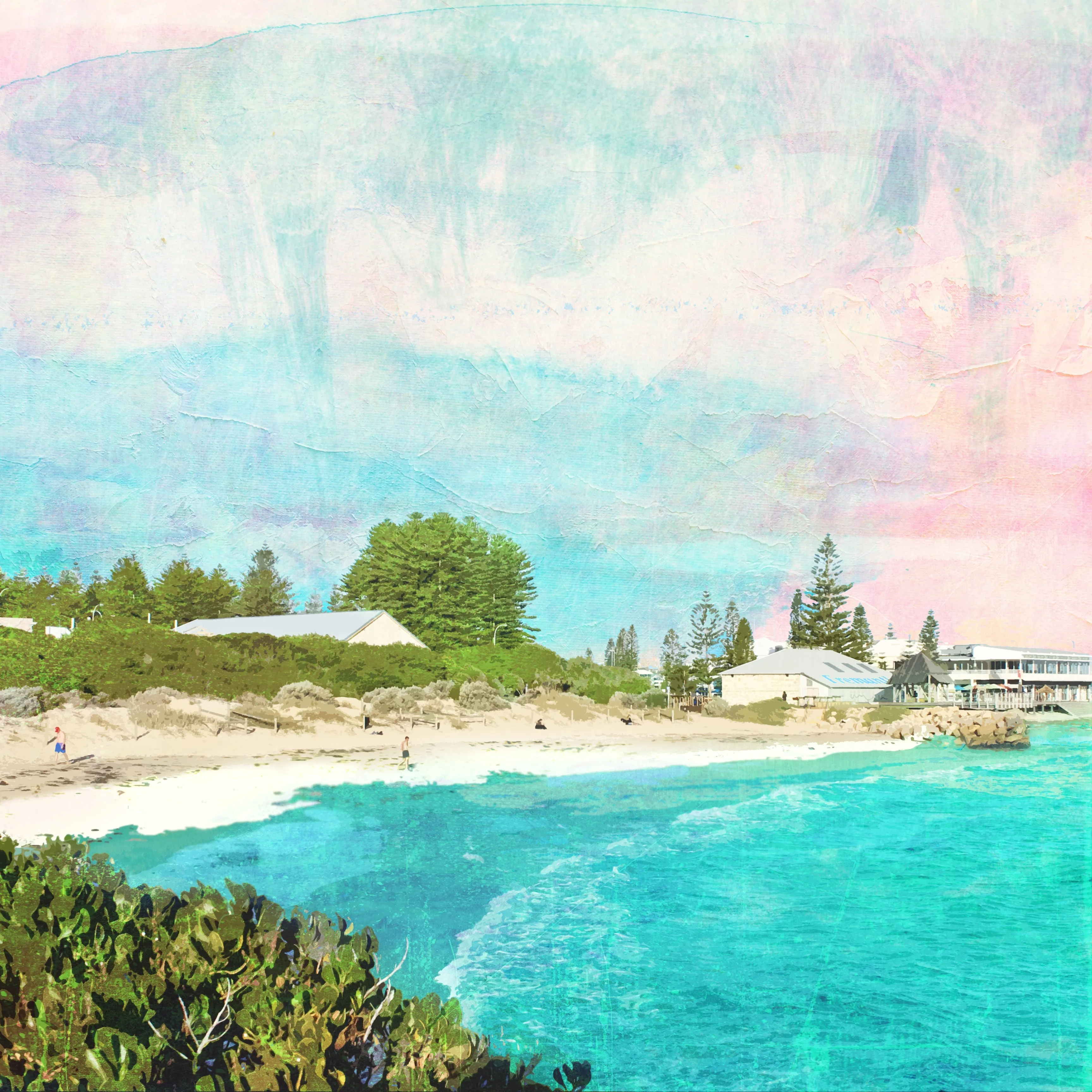 Bathers Beach Art Print - Seconds