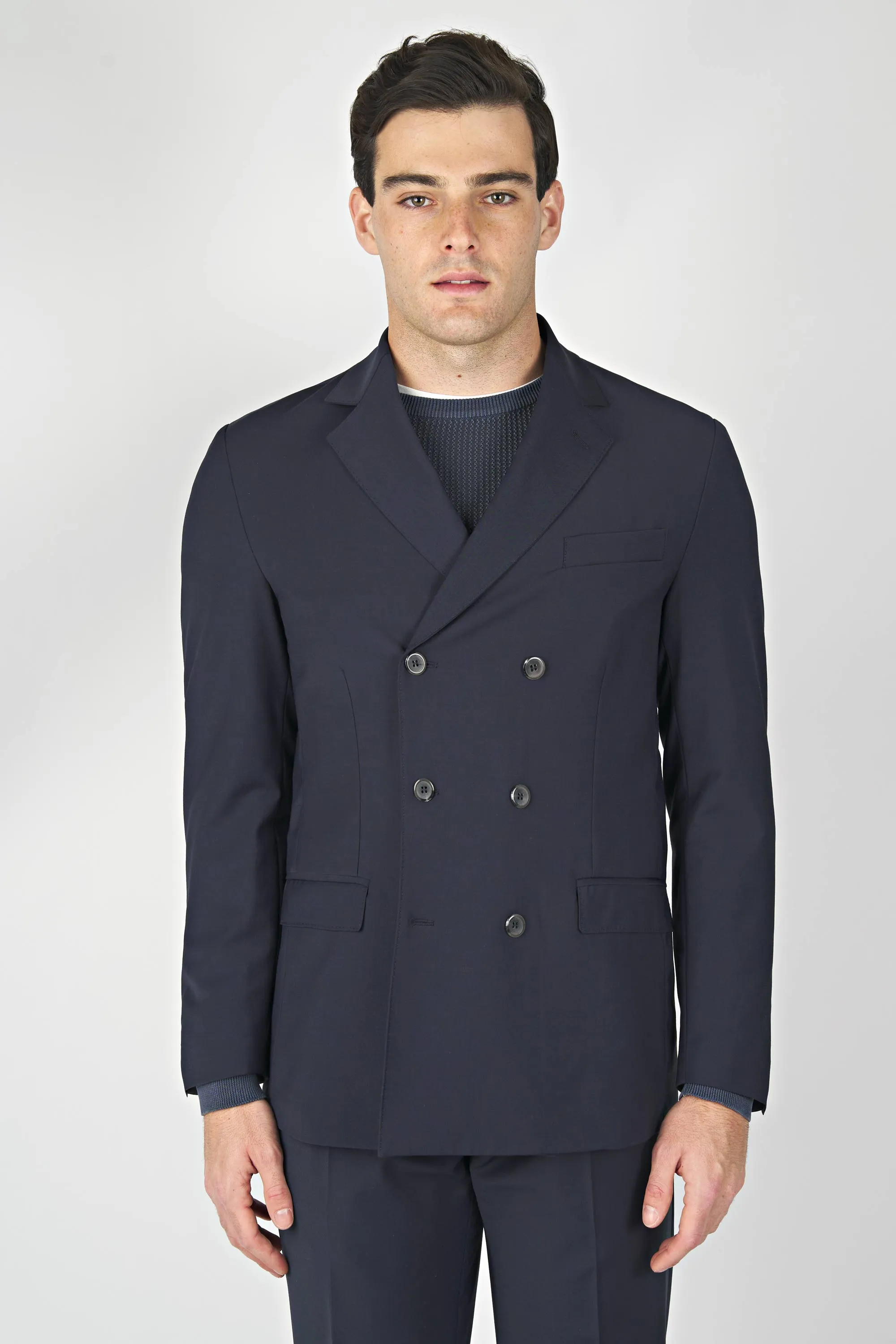 Bi-Stretch Wool Double-Breasted Jacket