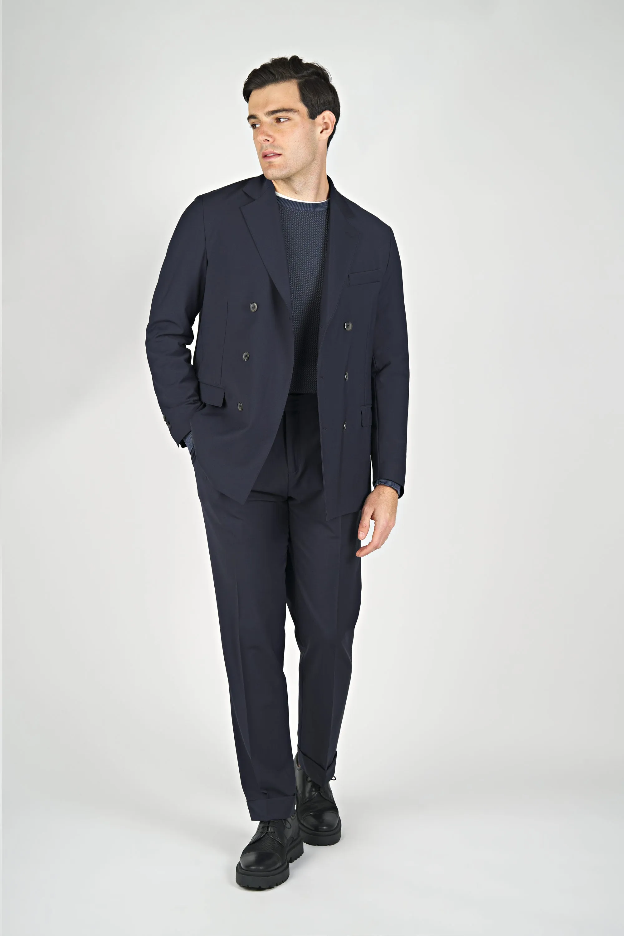 Bi-Stretch Wool Double-Breasted Jacket