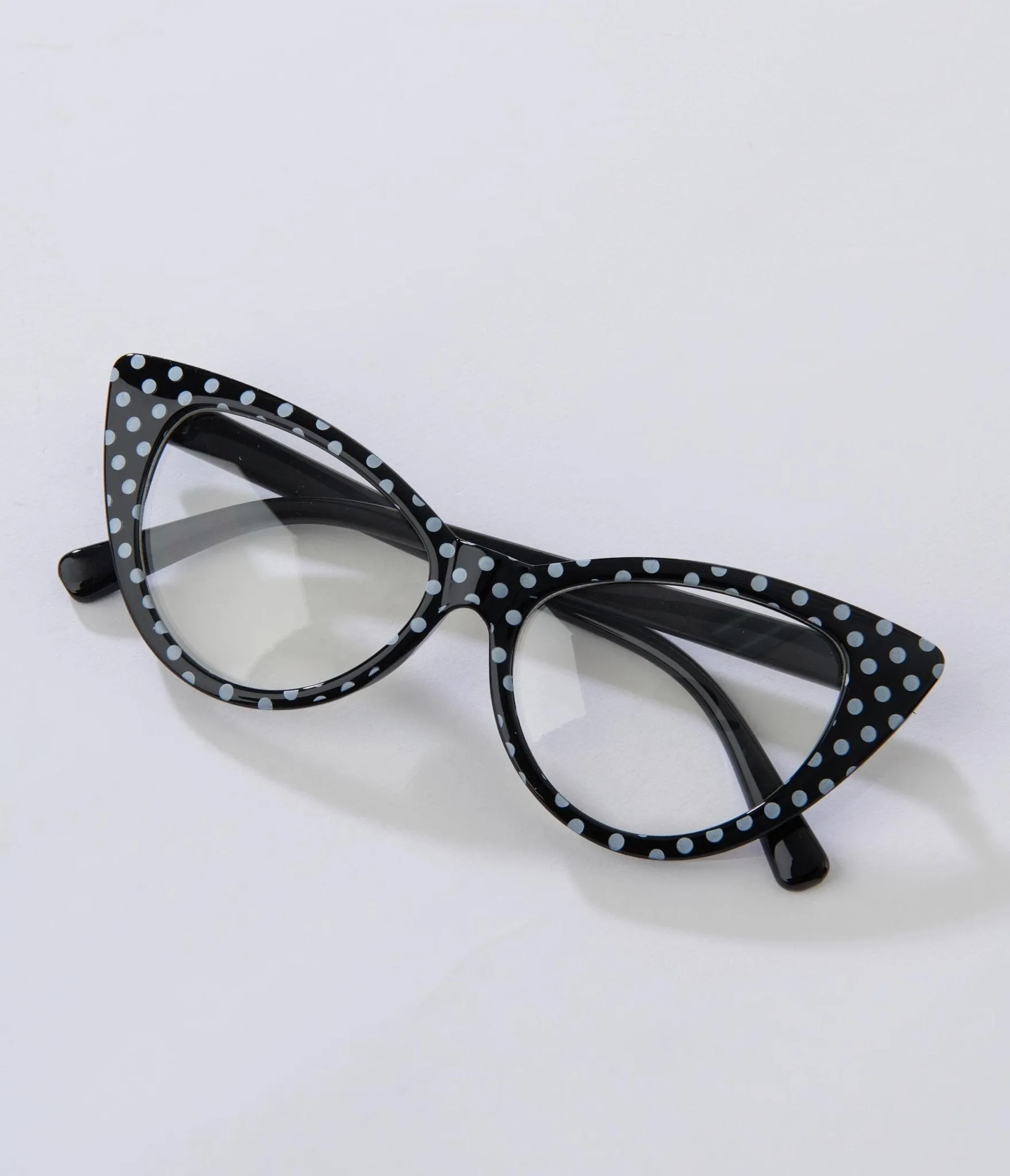 Black & White Polka Dot Cat Eye Glasses