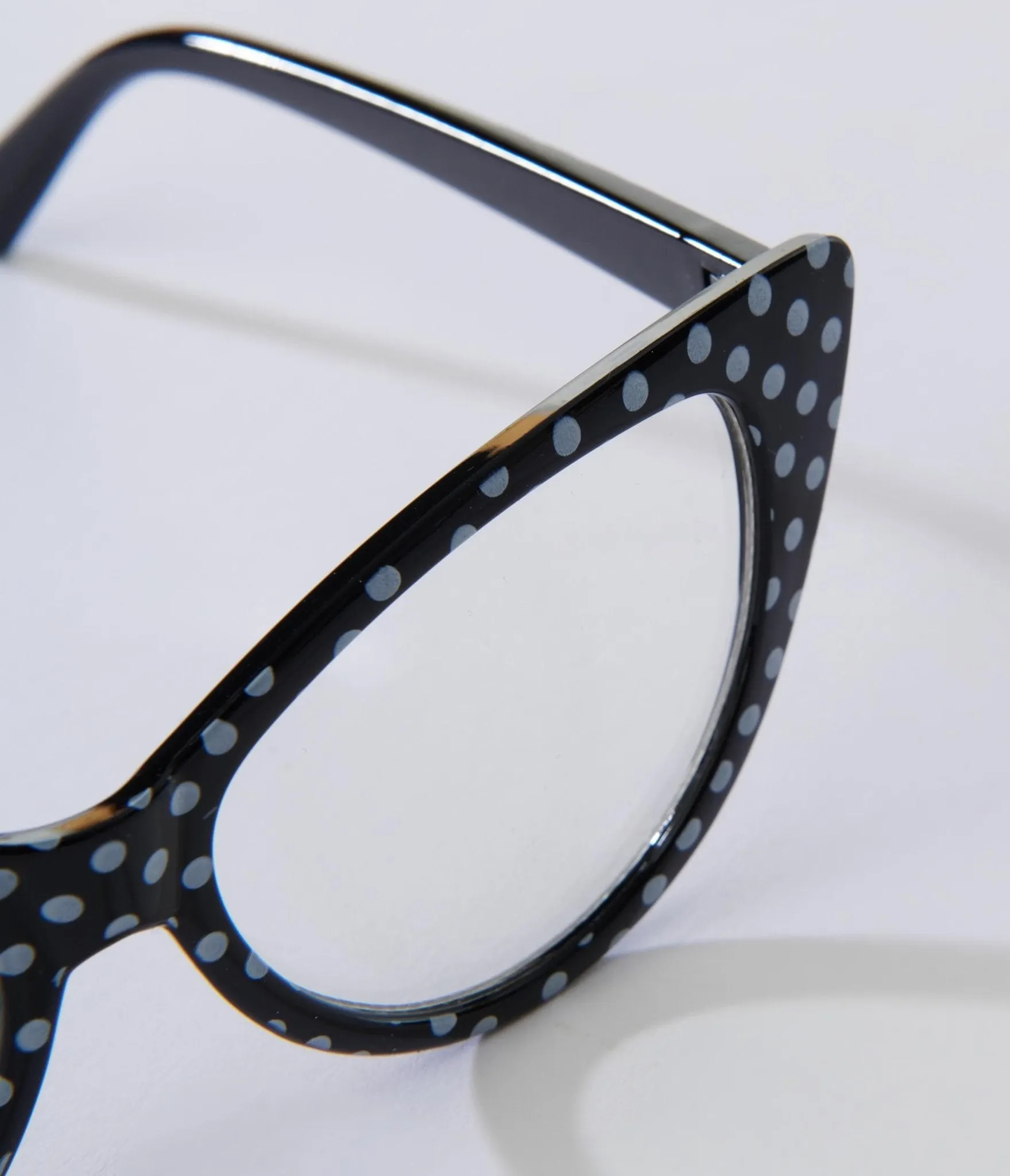 Black & White Polka Dot Cat Eye Glasses