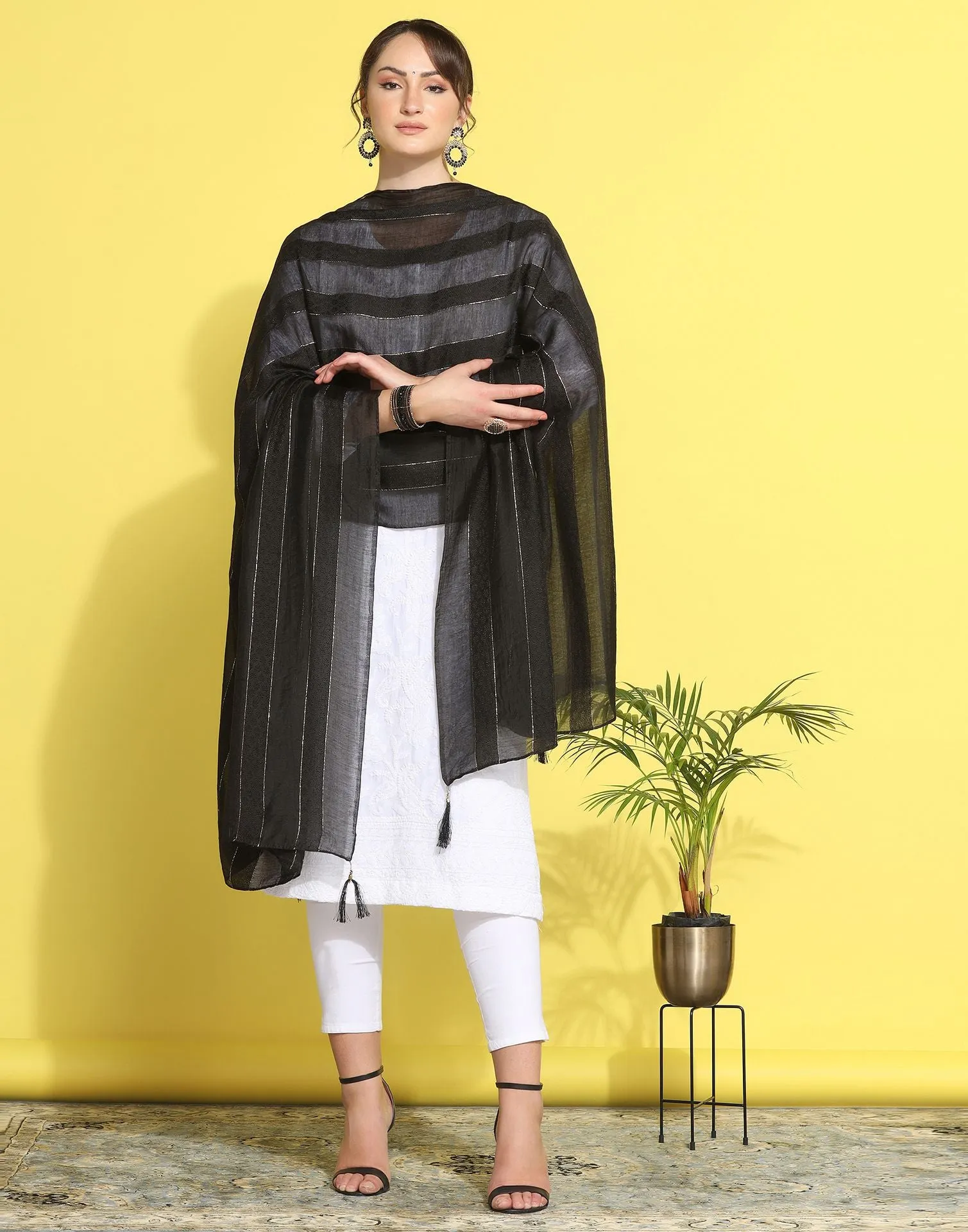 Black Cotton Dupatta