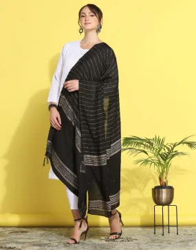 Black Cotton Plain Dupatta