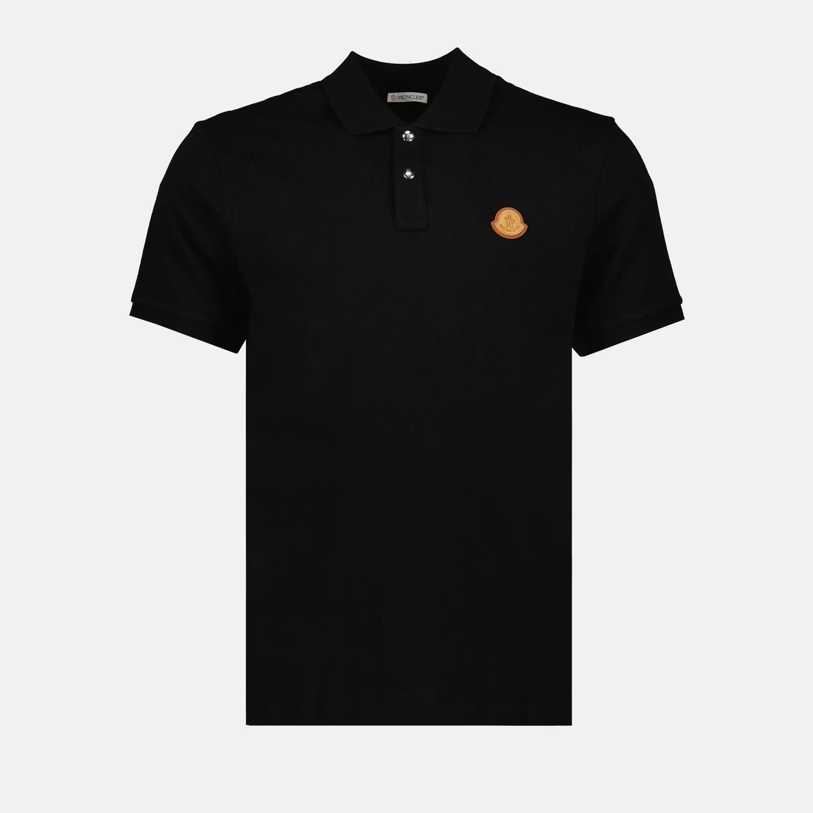 Black Polo Shirt with Leather Logo