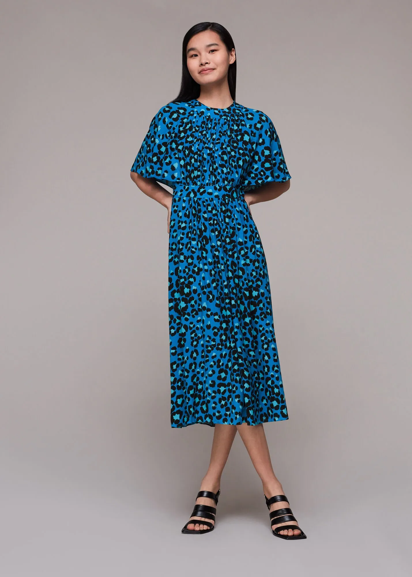 Blue Painted Leopard Amelia Dress