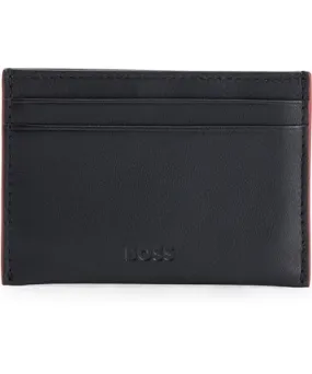 Boss Matte-leather card holder with embossed logo