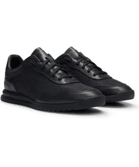 Boss Textured-nylon trainers with leather trims