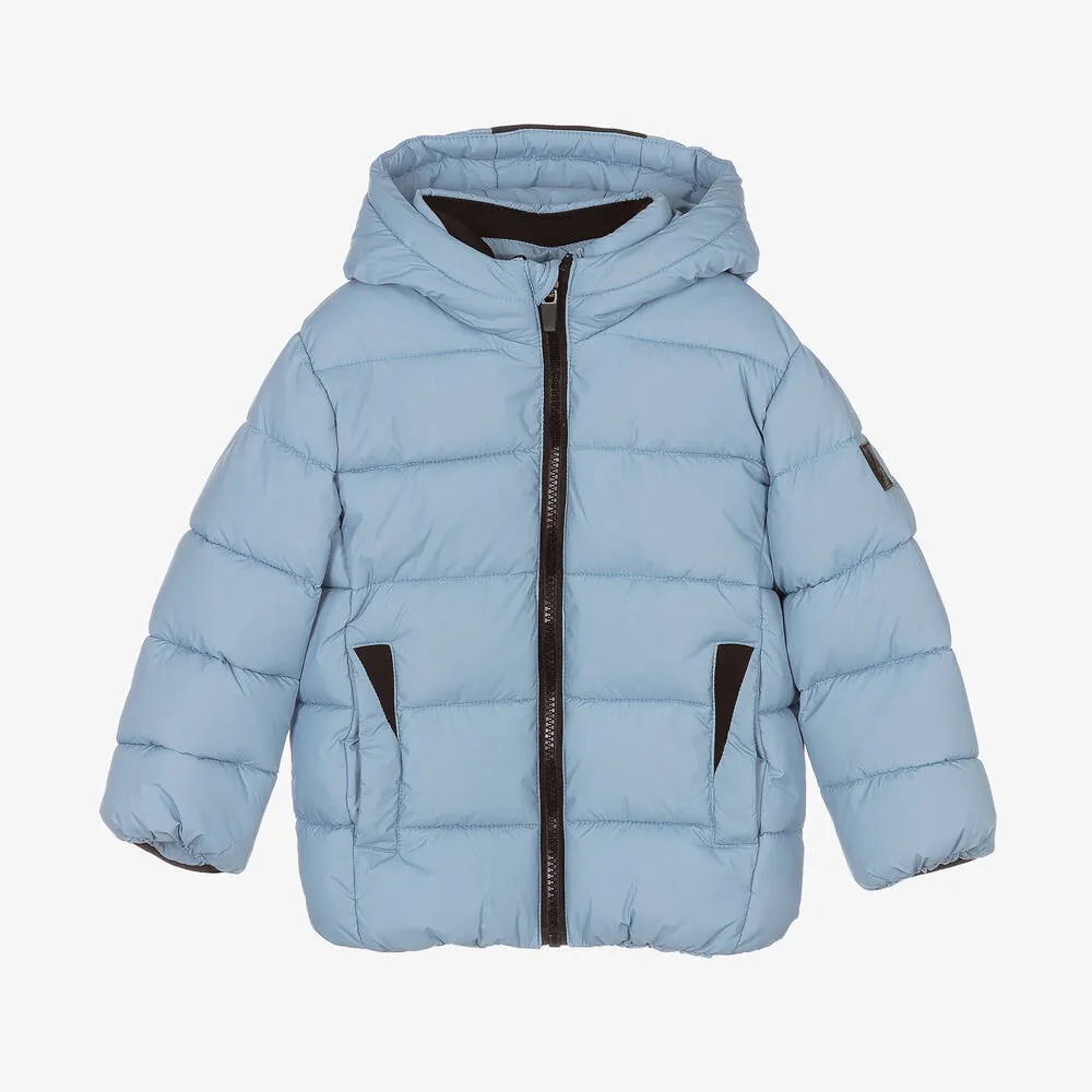 Boys Blue Hooded Puffer Coat