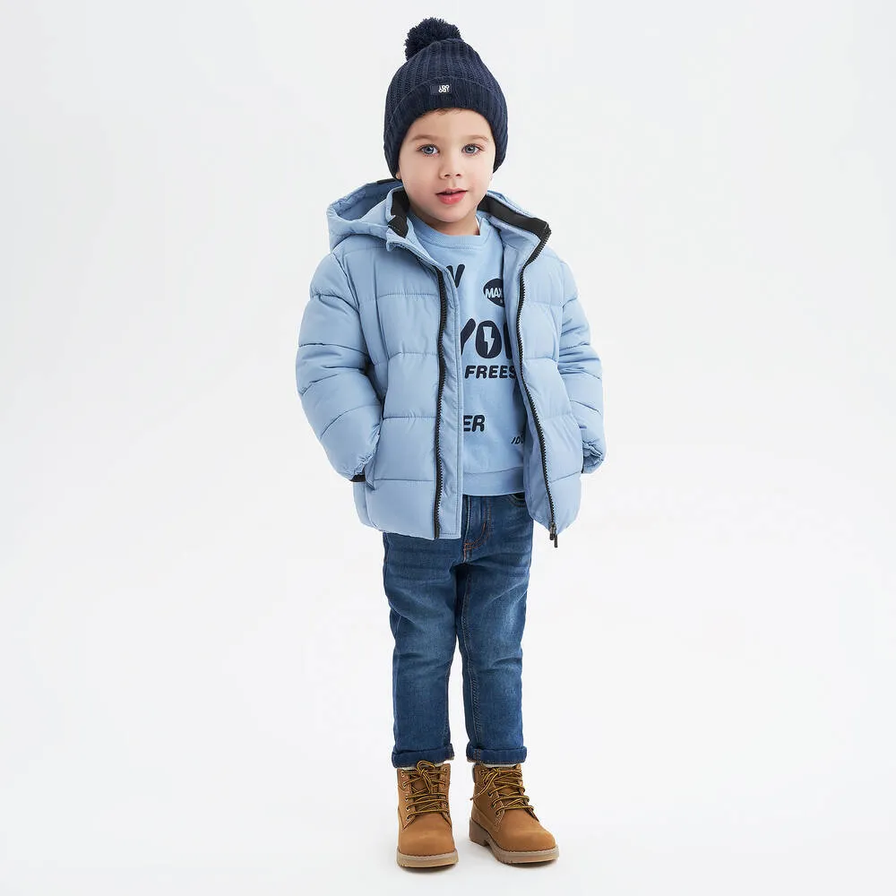 Boys Blue Hooded Puffer Coat