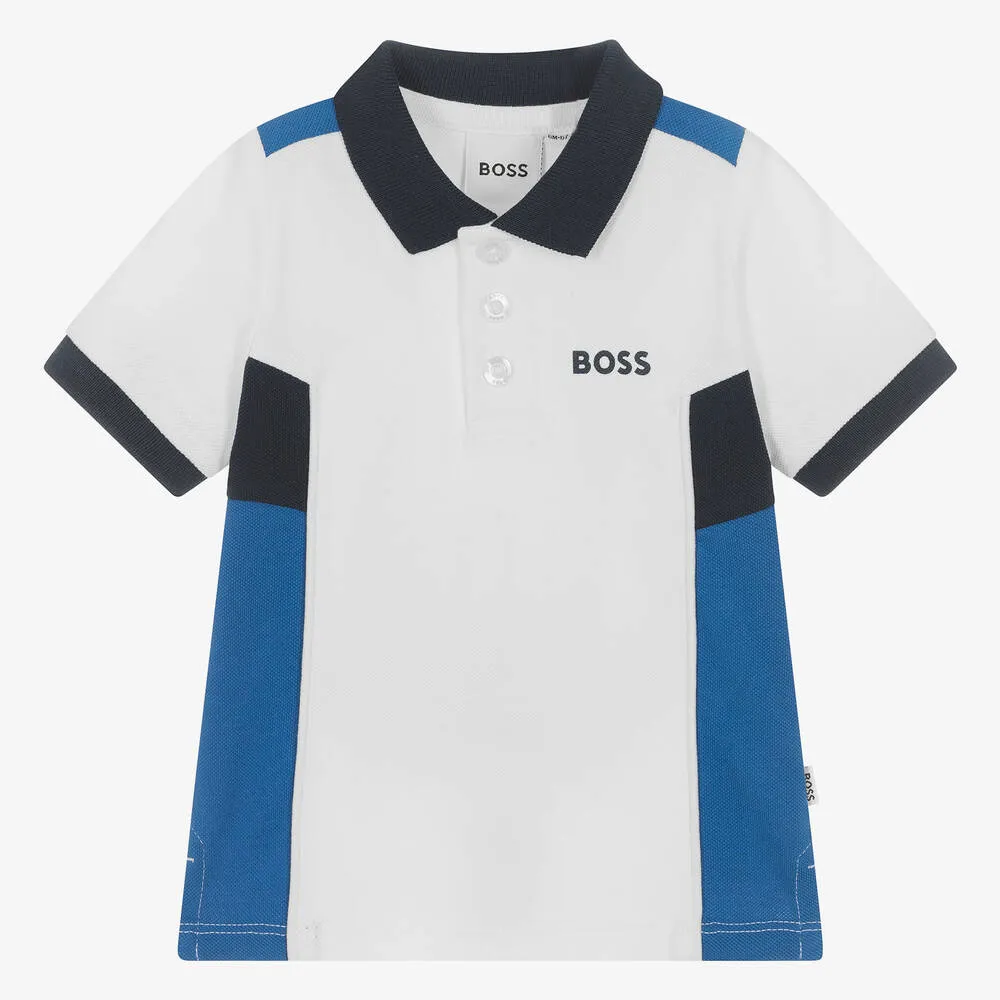 Boys White Cotton Polo Shirt