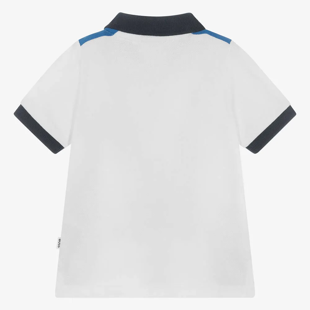 Boys White Cotton Polo Shirt