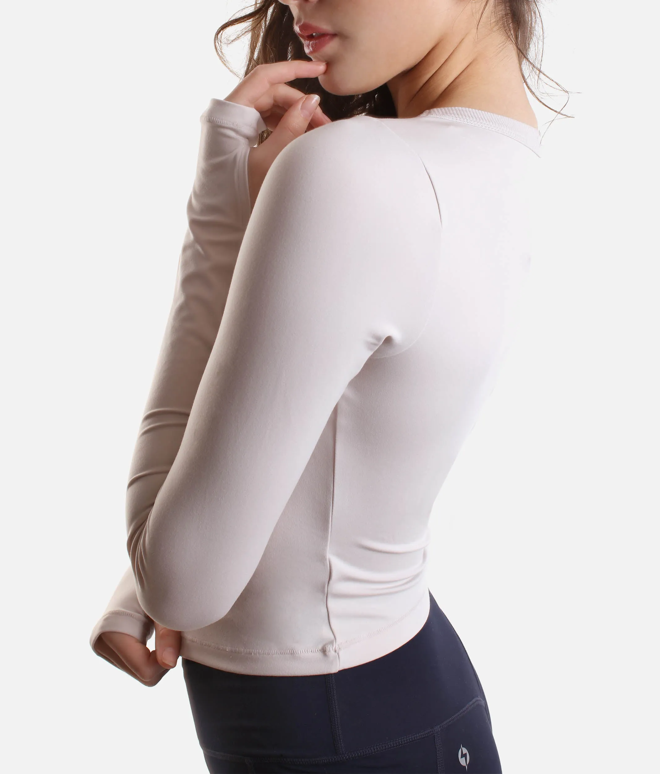 Buttery-Soft Long Sleeve Call Me Baby Top with Thumbholes - Oat Milk