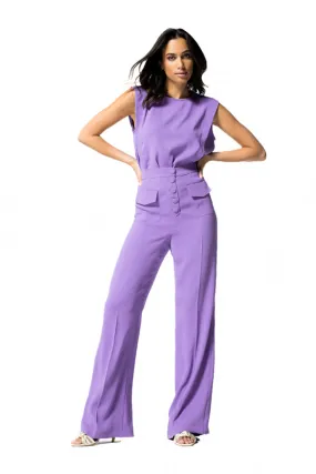 Caroline Biss BUTTONED LOOSE FITTING HIGH WAIST WIDE TROUSERS