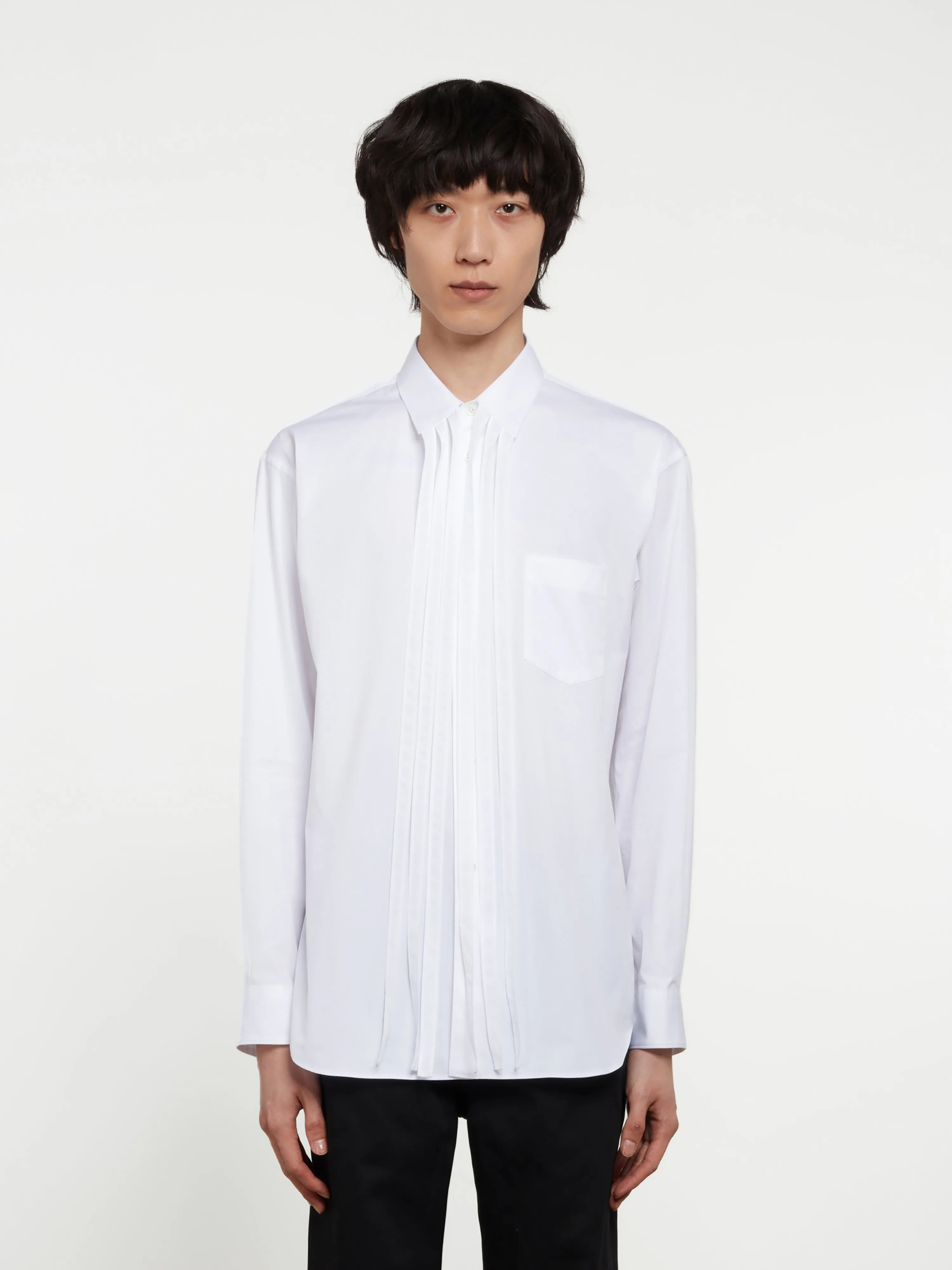 CDG Shirt Fringe Collar Poplin Shirt  White