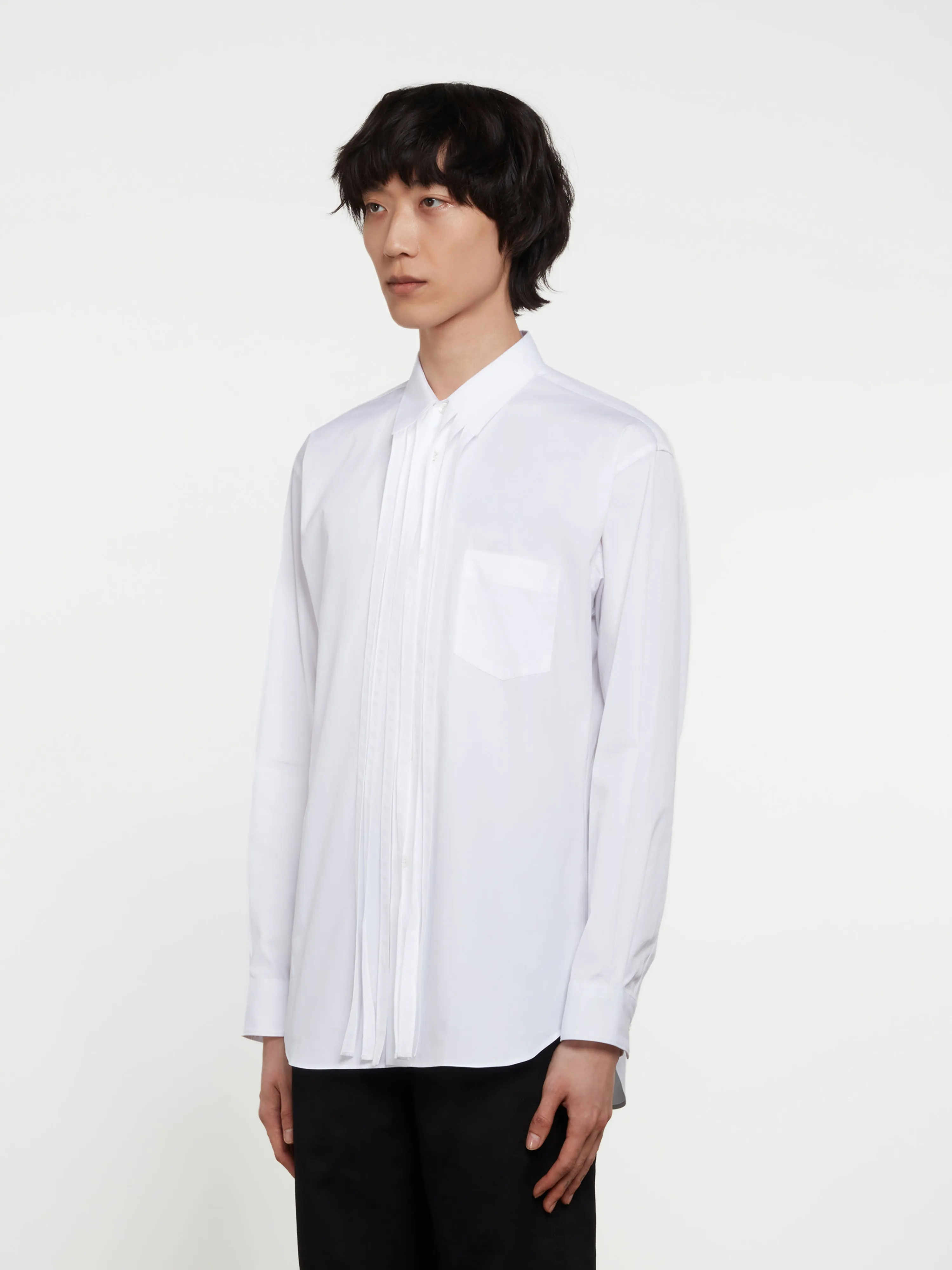 CDG Shirt Fringe Collar Poplin Shirt  White