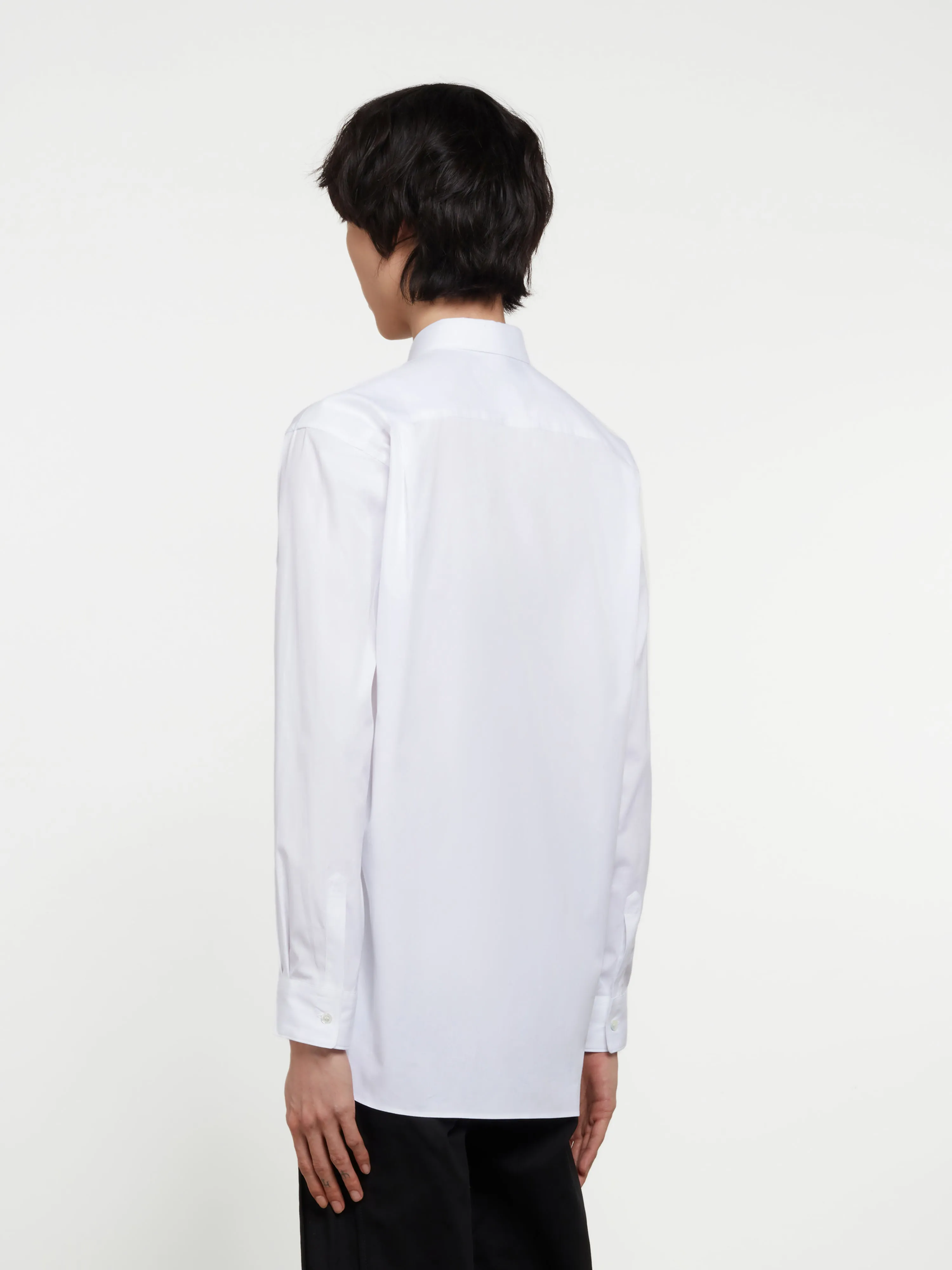 CDG Shirt Fringe Collar Poplin Shirt  White